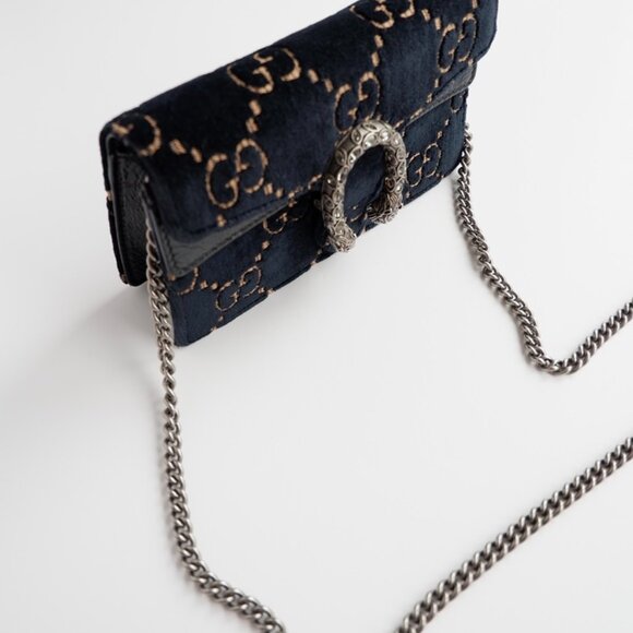 Authentic Preowned Gucci Navy Velvet Super Mini Dionysus Bag - Picture 11 of 16